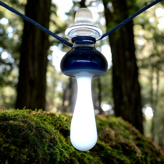Blue Stardust Mushroom Pendant